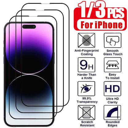 1/3 PCS Protector Pantalla for Iphone 17 16 15 14 13 12 11 Pro Max Tempered Glass Iphone 15 Pro Max Screen Protector Iphone13 Mini Cristal Templado Iphone 16 Pro Film Iphone 17 Pro Max Original Phone Film