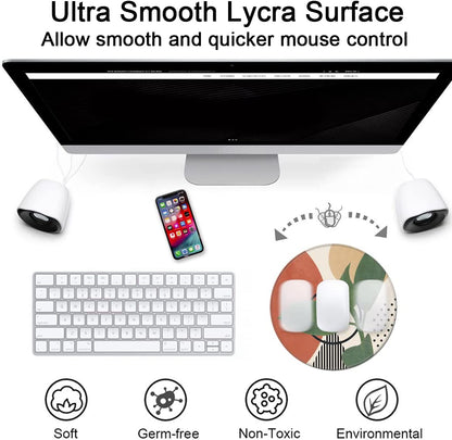 Mouse Pad with Stitched Edge, Premium-Textured Mouse Mat with Waterproof Non-Slip Rubber Base, Cute round Mousepad for Laptop Computer Office Desk Accessories,7.9 X 7.9 Inch,Modern Abstract