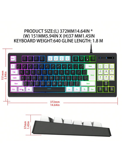 Snpurdiri Snpurdiri Rgb Illuminated, Compact Gaming Keyboard, Usb Cable 87-Key Gaming Keyboard, Led Rainbow Backlit Keyboard, Membrane Keyboard, Suitable for Laptop, Pc Gaming, and Work Keyboard