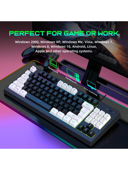 Snpurdiri Snpurdiri Rgb Illuminated, Compact Gaming Keyboard, Usb Cable 87-Key Gaming Keyboard, Led Rainbow Backlit Keyboard, Membrane Keyboard, Suitable for Laptop, Pc Gaming, and Work Keyboard