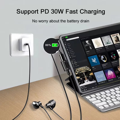 USB Type C to 3.5Mm Headphone and Charger Adapter 30W Fast Charging Splitter with Aux Audio Jack for Samsung Galaxy S24 23 Ultra