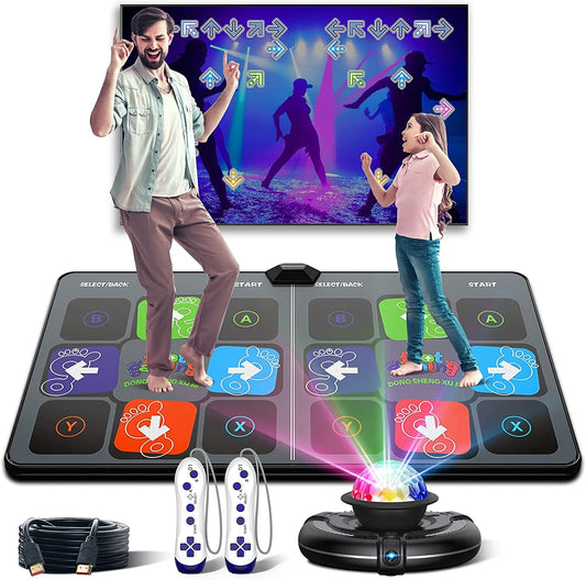 Dance Mat Game for TV/PC Family Sports Video Game Anti-Slip Music Fitness Carpet Wireless Double Controller Folding Dancing Pad